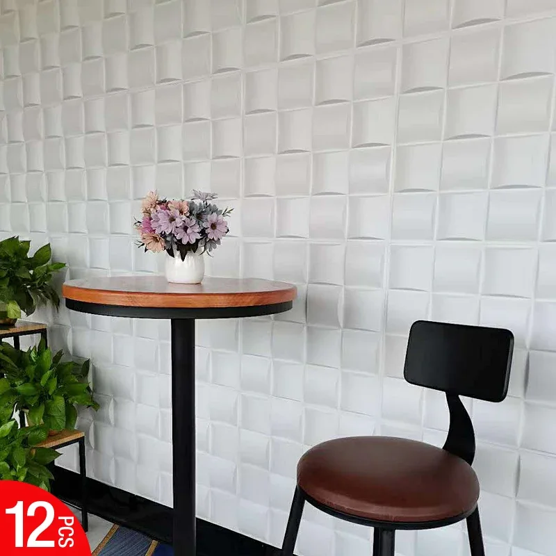 12 Piece 50x50cm 3D Tile Panels Mold Plaster Wall Stone Wall Art Decor 3D Wall Sticker Living Room Wallpaper Mural Bedroom Decor