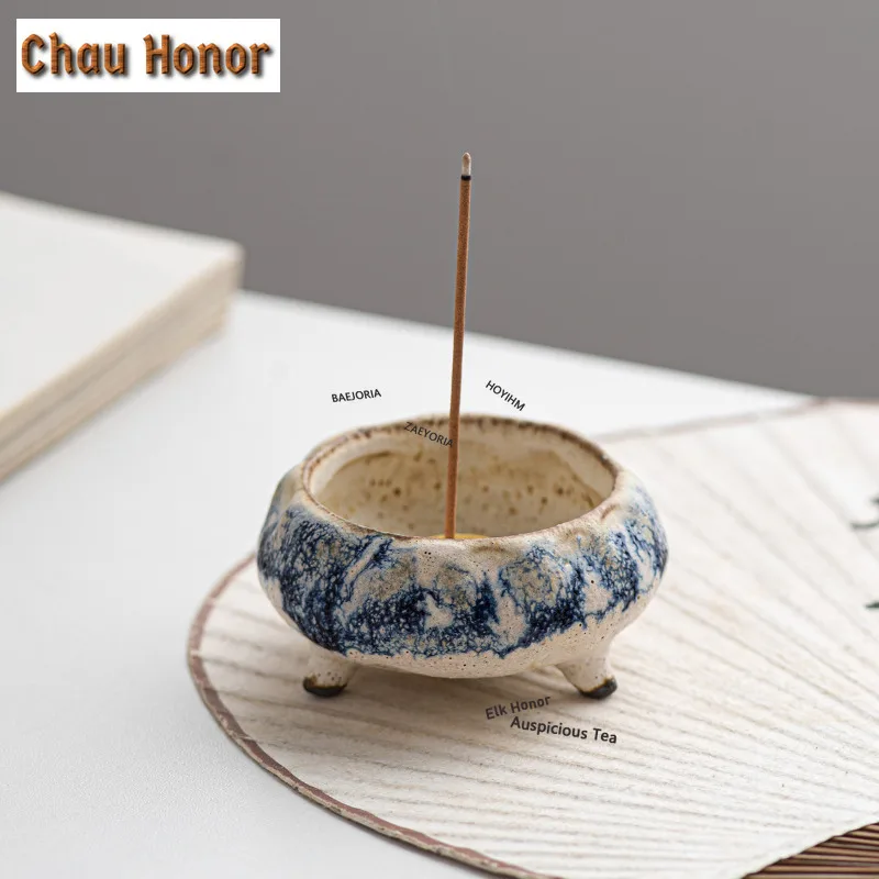 ZAEYORIA Handmade Rustic Three-legged Stick Incense Holder Water Fountain Decoration Incense Burners Meditation Censer Crafts