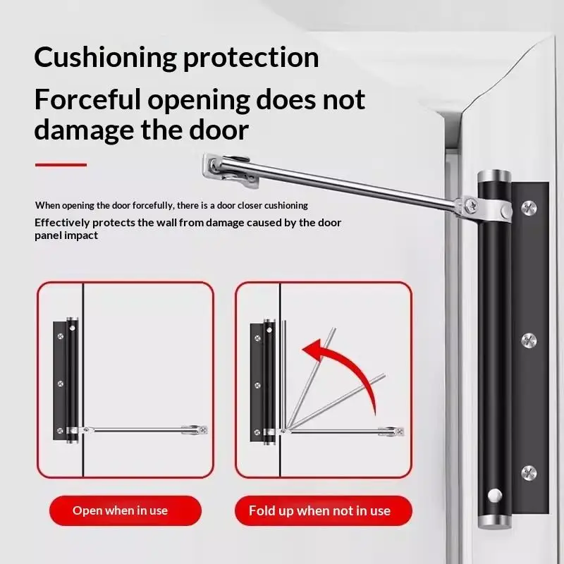 1pcs Light Stainless Steel Auto Door Closer Quiet For Residential Use With Screws
