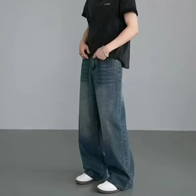 Korean Korean Fashion Men Wide Leg Jeans 2025 Autumn New Streetwear Straight Baggy Denim Pants Male Brand Trousers - Aliexpress Deal