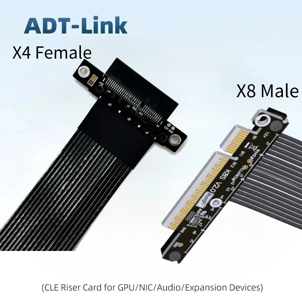 

2025 New PCI-E 5.0 X4 Card to Motherboard X8 Slot Riser Extension Cable GEN 5 8x 4x Solid-State Drive for Network/ SSD/ USB Card