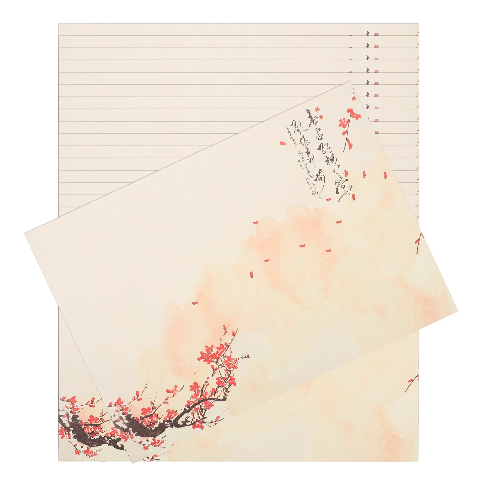 80 Sheets Elegant Letter Paper Plum Blossom Pattern Reusable Writing Paper for Greeting Cards Postcards Announcements Decorative