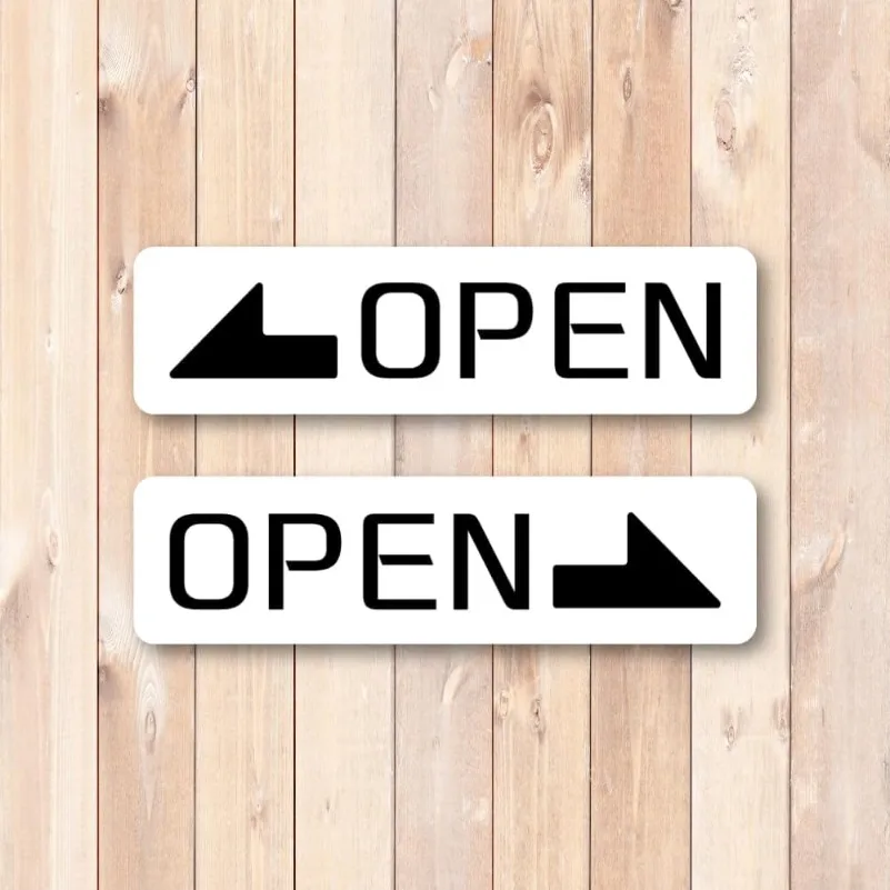 120mm OPEN Arrow Door Sticker Set, 2Pcs Left & Right Simple Vinyl Open Sign Decal for Shop & Office