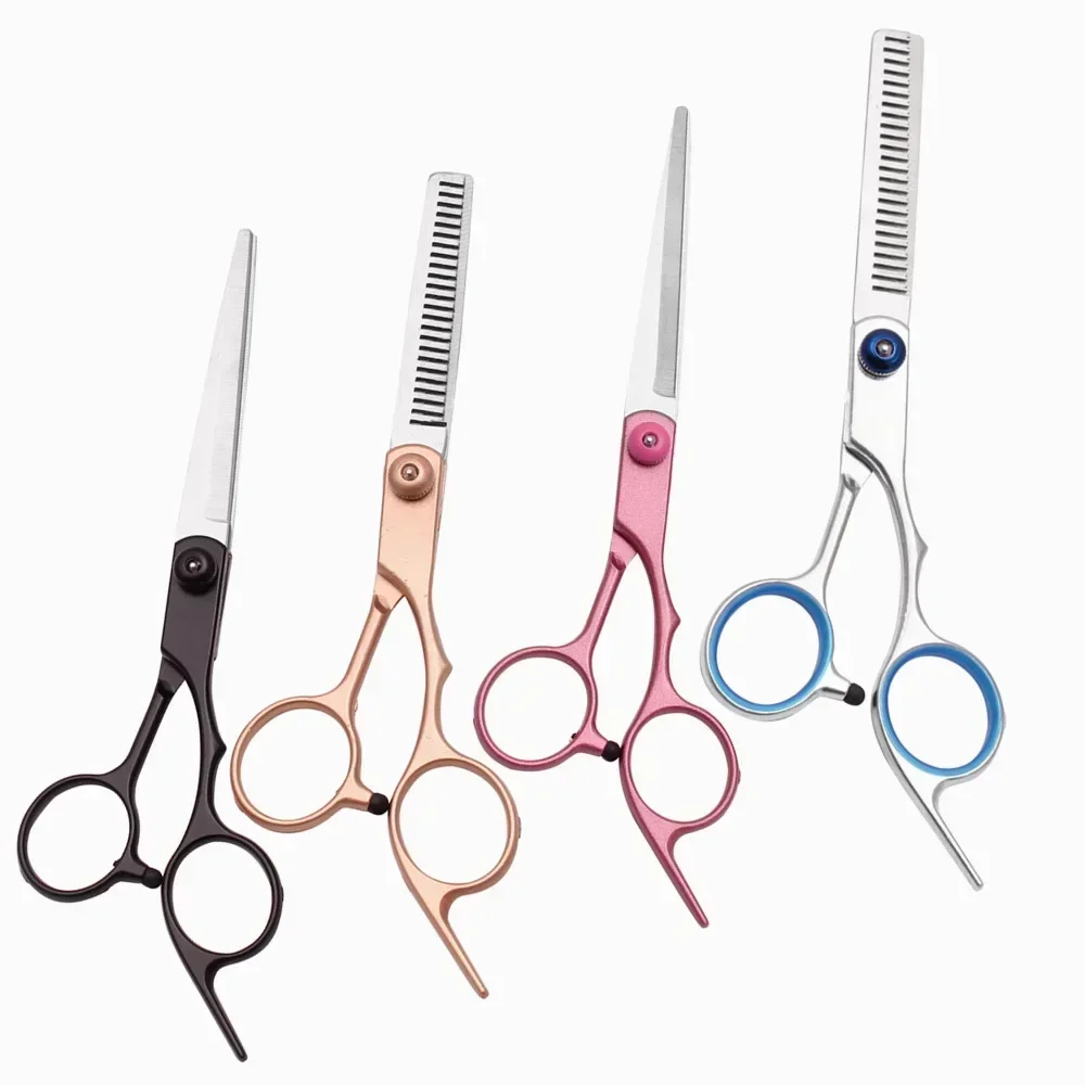 2Pc Professional Hair Thinning Scissors Multicolor Bangs Broken Hair Tooth Scissor Hairdressing Scissor Professional Barber Tool