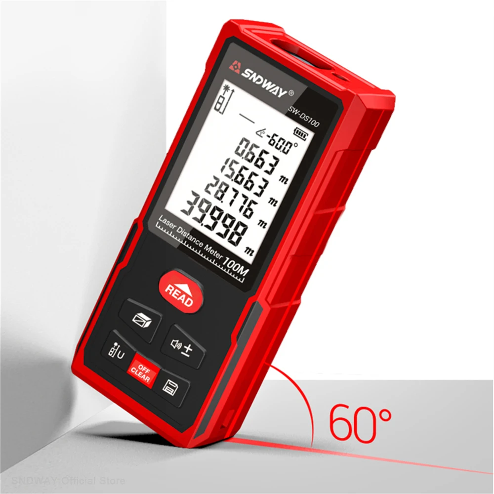 SNDWAY Laser Distance Meter Digital Rangefinder Mini Laser Tape Measure Range Finder Professional M/In/Ft Laser Measuring Meter