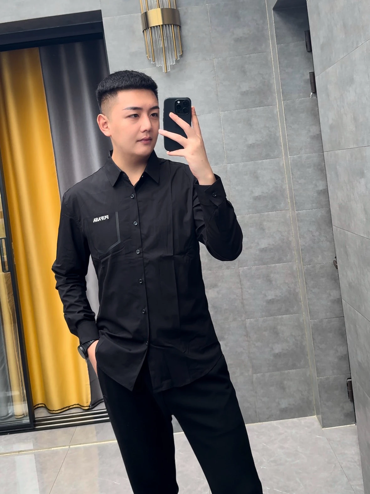 

Busin Casual Bla Long Sve Men's irt Faionable Lightweight Comfortable Breathable Cotton Polyester Blend M Top