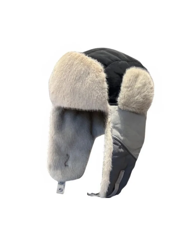 冬用フリース裏地付き雷峰帽子、男性と女性用、屋外用暖かい耳保護帽子、厚みのある防寒パイロットハット