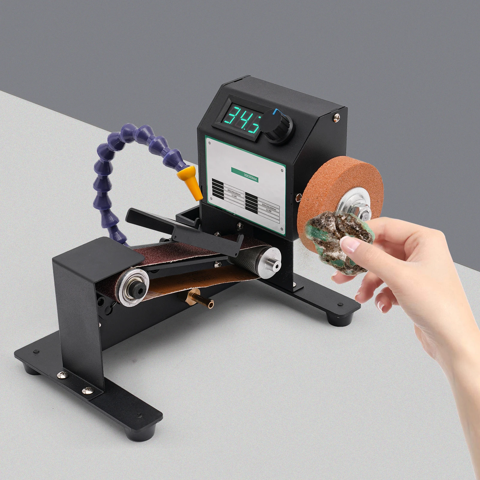 200W Desktop Mini Belt Sander 0-8500RPM Grinder Blade Sharpener Table DIY Polishing Sander Tool