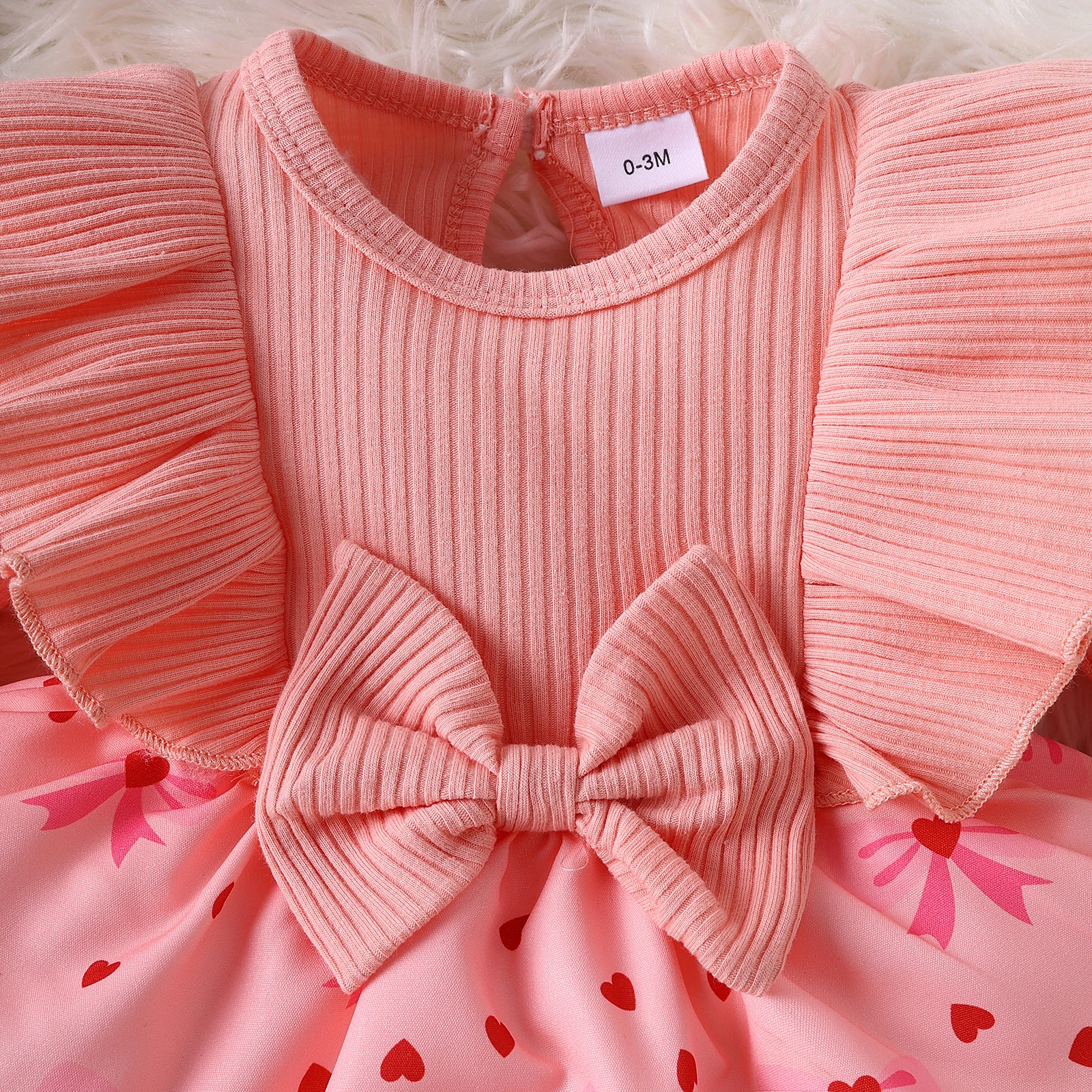 Spring And Autumn New Style Baby Girl, Baby Girl, Sweet And Cute Bow Pattern, Long-Sleeved One-Piece Skirt And Headband