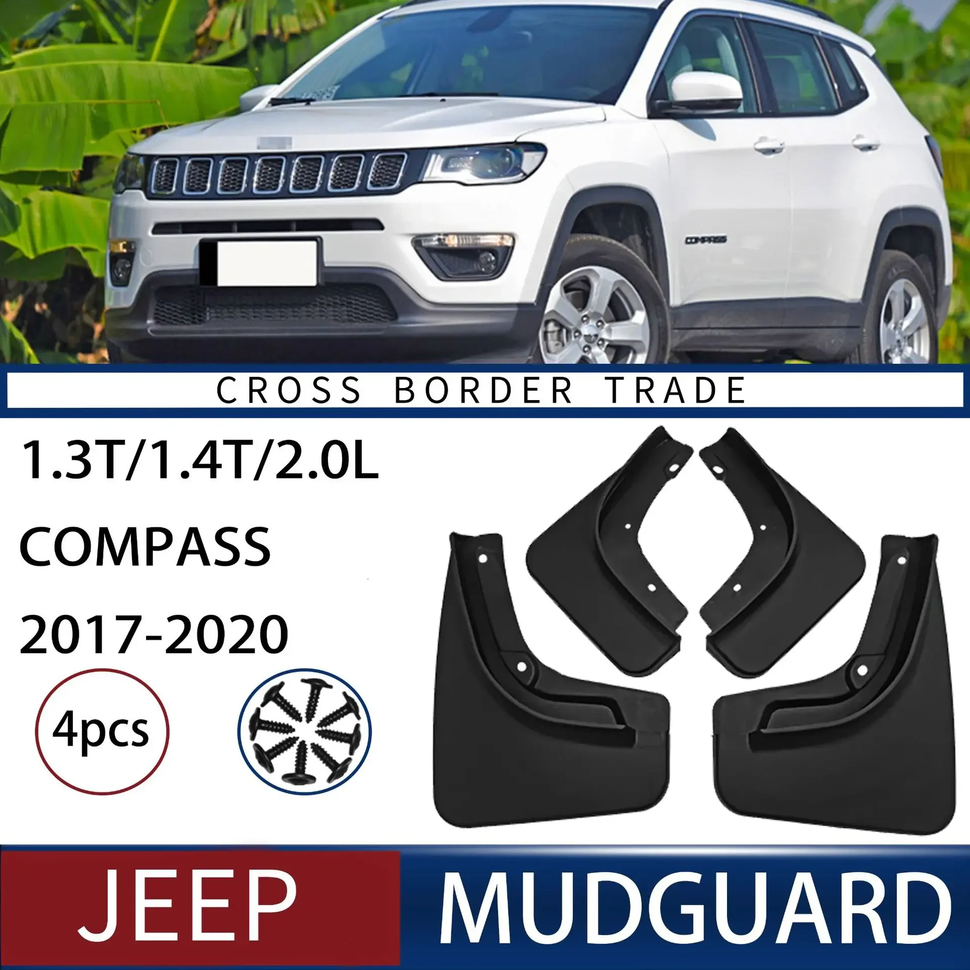 

For Jeep Compass 2017-2023 Compass 1.3T/1.4T/2.0L Mudguards Fender Mudflaps Front Rear Flares Splash Guards Cover Car Accessorie