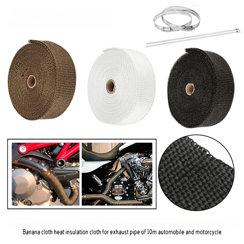

10m Car Motorcycle Modified Exhaust Pipe Banana Cloth Heat Insulation Soundproof Cloth Fireproof Anti-scald Cloth