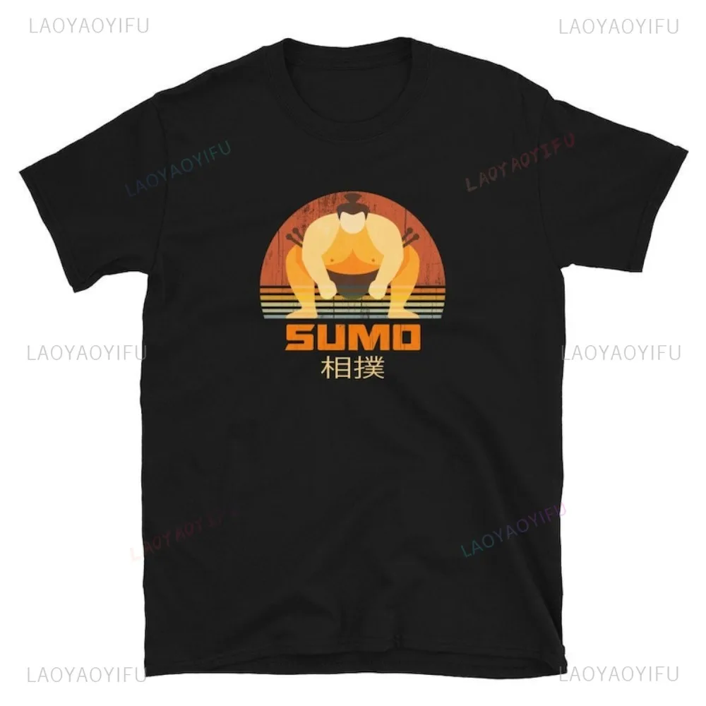 Sumo Japan Style Setting Sun Shadow Graphic Printed T-Shirt Cotton Short Sleeve Casual Fashion Man Tshirt Breathe Y2k Women Tees