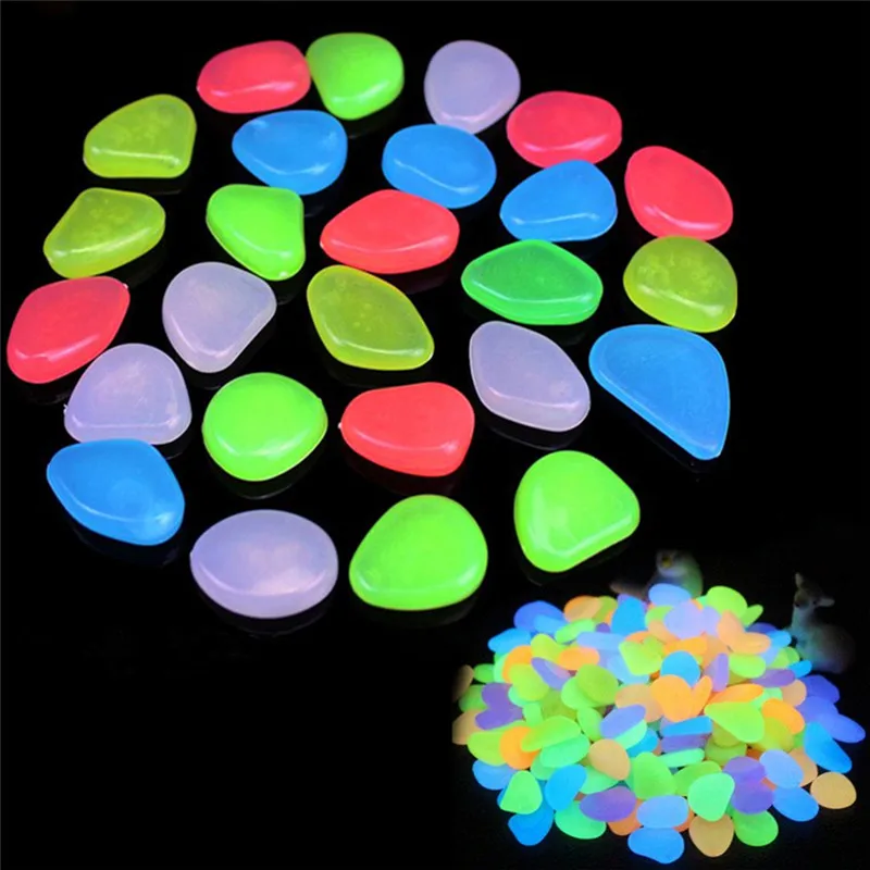 10pcs/lot Glow In The Dark Garden For Walkways Fish Tank Decorations Luminous Pebbles Rocks Garden Ornaments Stone