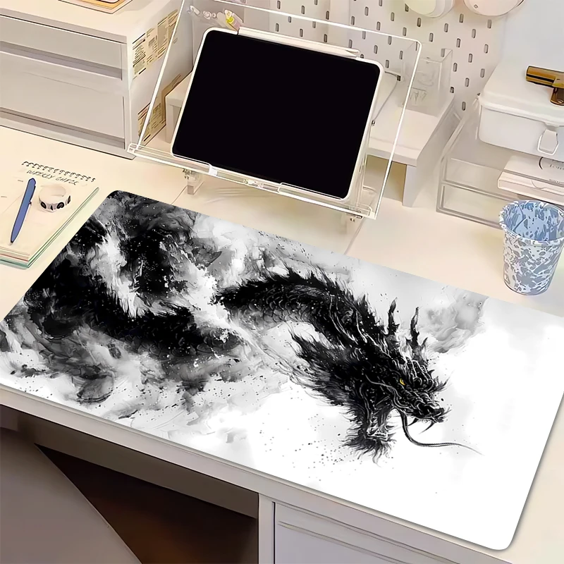 Mouse Pad Gaming Mousepad Rubber Mouse Mat Gamer Cool Desk Mat Mechanical Black And White Keyboard Pads Dragon Anime Mousepads