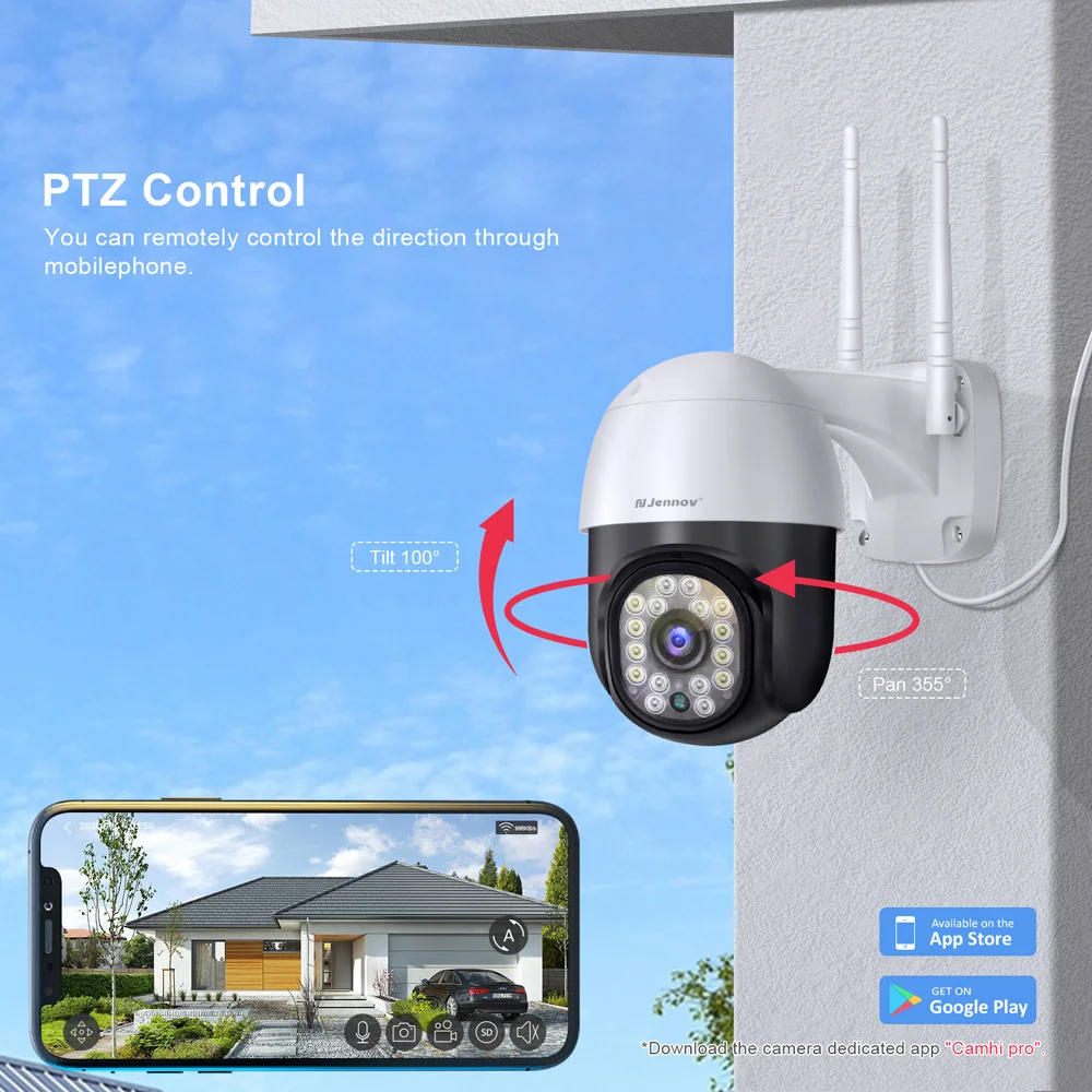 1080P PTZ Wireless Surveillance Security Camera Outdoor Home IP CCTV HD Two Way Audio Wifi Monitor Auto Tracking Color Night