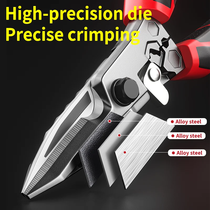Multi-Functional Electrician Scissors, Crimping Wire Cutting Tool with Wrench Function for Metal Sheet and Cable Cutting