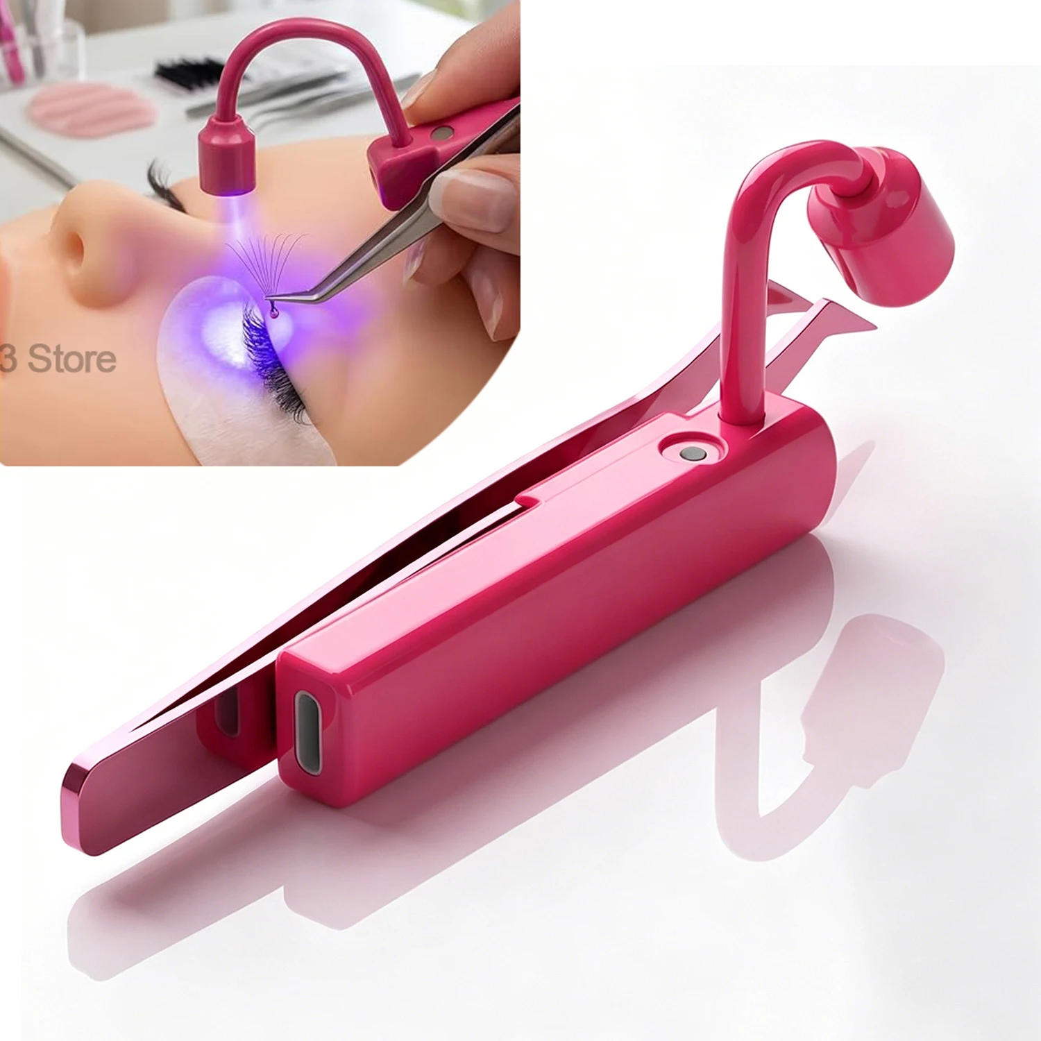 Mini UV Lash Light 180° Rotation Attachment for Tweezers 2s Rapid Cure LED Lamp for Eyelash Extension UV LED Lash Tweezer Light