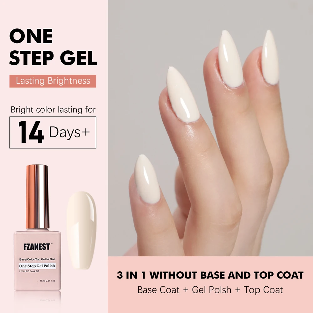 FZANEST Young Nails Esmalte de gel de un solo paso para salón perfecto Sistema de gel 3 en 1 Laca para uñas Esmalte de uñas vegano orgánico todo en uno