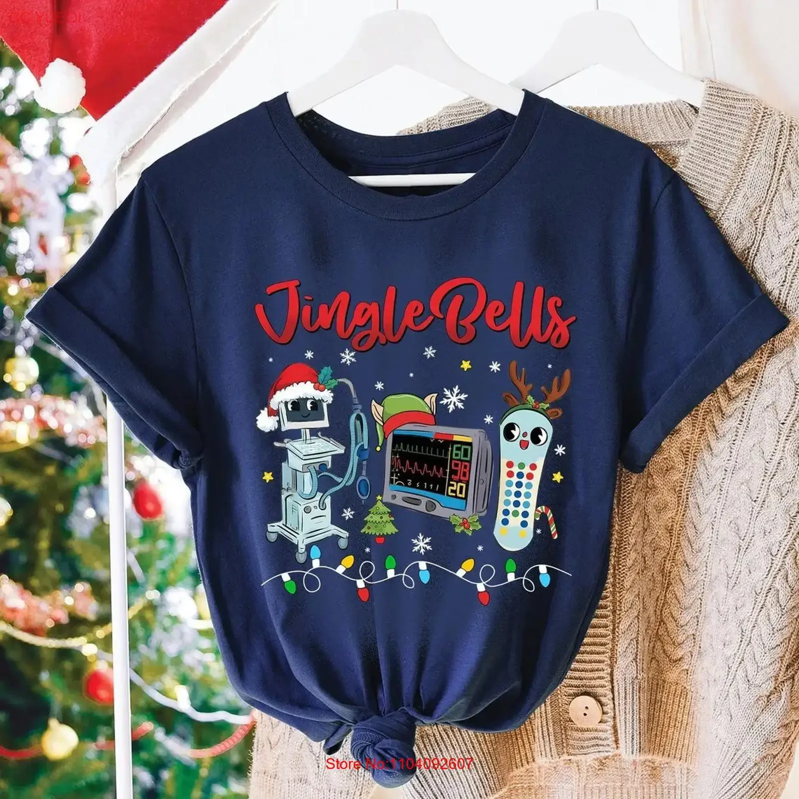 Jingle Bells Nurse T Shirt Funny Christmas ER  vintage Washed graphic Unisex Versatile Top For Everyday Wear Breathable