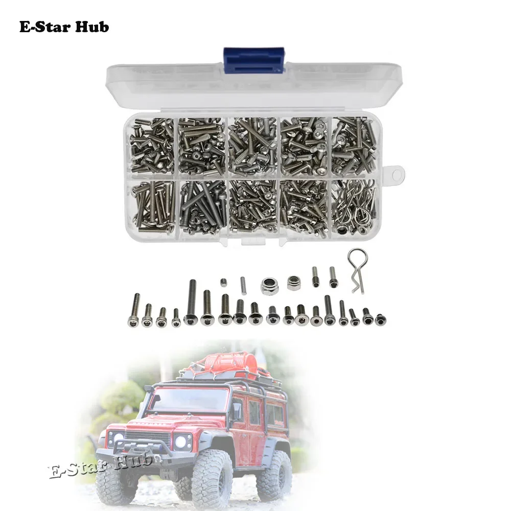 Screw Box Modified Stainless Steel Screw Kit  82056-4 Replacement for Traxxas TRX4 TRX-4 RC Car Metal Upgrade Parts