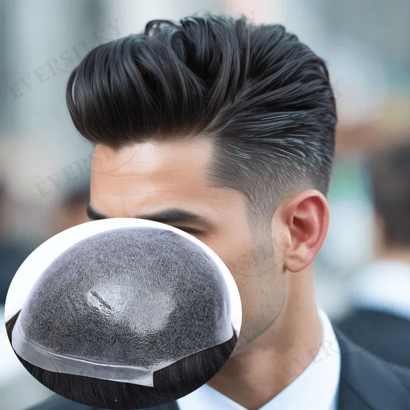 

Мужской парик-накладка из 100% натуральных волос, черный, 0.12 мм, с полной инъекционной полиуретановой основой, шелковистые прямые/30 мм волнистые волосы, прочная полиуретановая основа, естественная линия роста волос