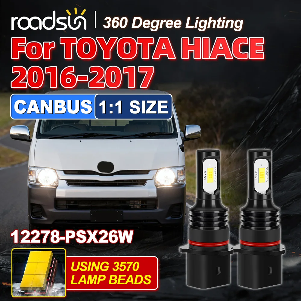 

Светодиод 12278 для TOYOTA HIACE 2016-2017, для мотоцикла, 6000 К, белый, размер 1:1, высокий низкий, простой в установке, светодиодные лампы 18000 лм