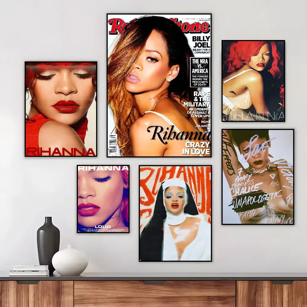 Hot Singer R-RIHANNAS Anime Poster Art canvas HD aesthetic Printing Paper Wall Art for Living Room Bar fashion Home Decor
