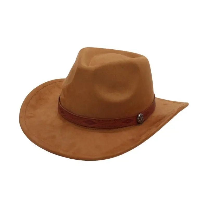 A52E Stylish Cowboy Hats Adjustable Band Breathable Cloth Comfortable Fit Western Party Outdoor Festival Accessory