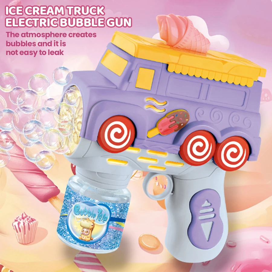 Camion de crème glacée portatif, Machine à bulles électrique, soufflant de savon, lumières sonores, jouets pour enfants, fête en plein air, jeu de mariage