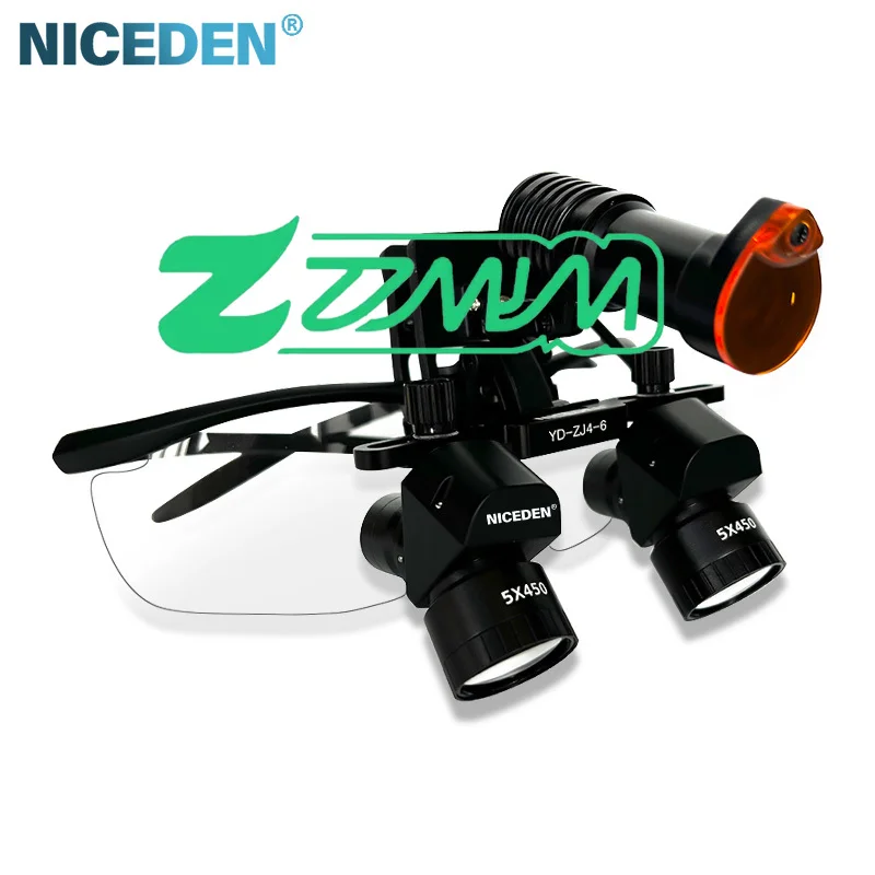 

Niceden Высокое качество ден таль Лупы с креплением на голову 4X-6X увеличительное стекло угловая 45-градусная фара для полости рта стоматологическая хирургия медицинская