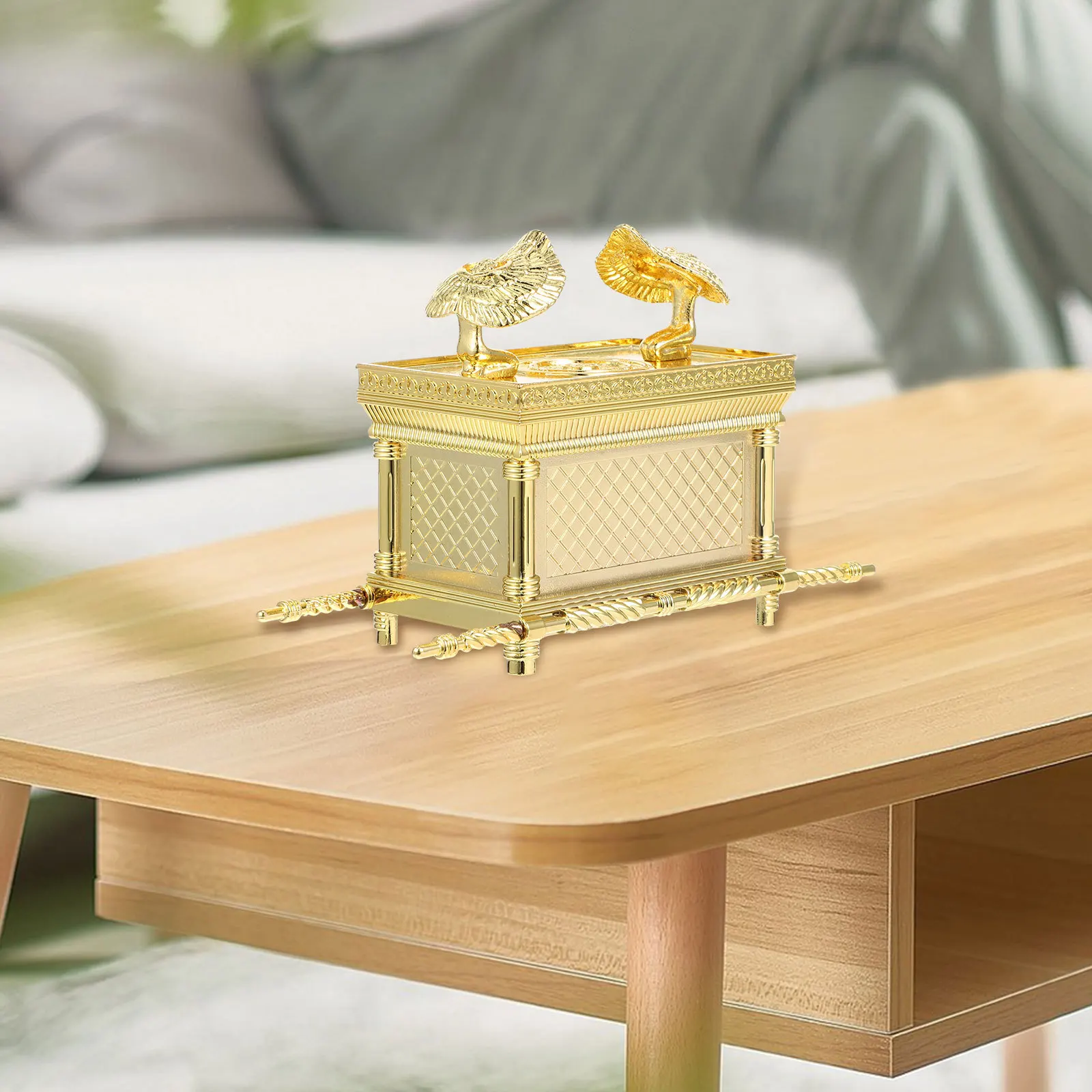 

Vintage Religious Craft Zinc Alloy Ark of Covenant Exquisite Desktop Decor Unique Shape Artistic Atmosphere Gift