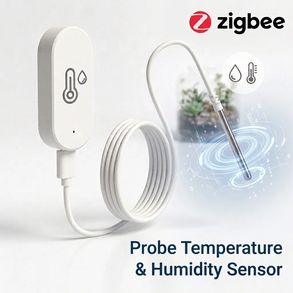 NTC Temperature Humidity Sensor with Probe Liquid Temperature Detection For Indoor and Outdoor Work with Smart Life Tuya Hub Z2M