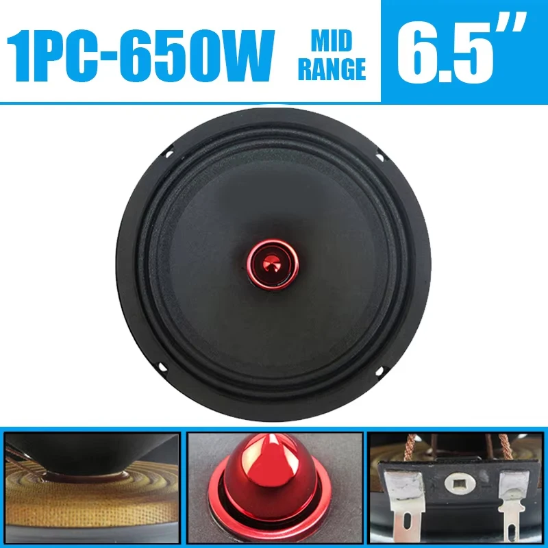 1PC 650W 6.5" Car Speaker Mid Range Speaker for Car Audio Modification Surround Sound System Music Player Vehicle Door Speaker