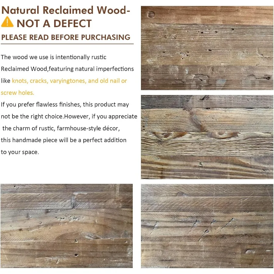 再生木材製ベンチ 長さ55インチ 素朴な農家風玄関ベンチ 隠し収納棚付き 狭い廊下に最適