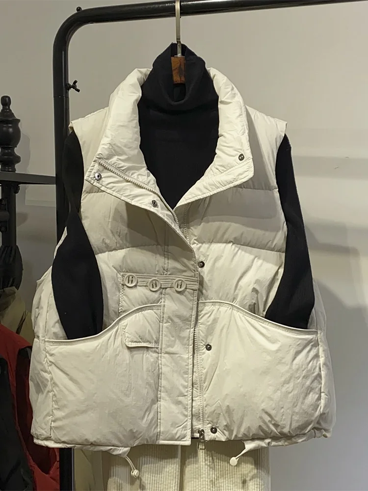 

European Sle down Cotton Vest Women's Loose ort Stand Collar Jaet Outerwear Autumn Winter New Arrival Faion
