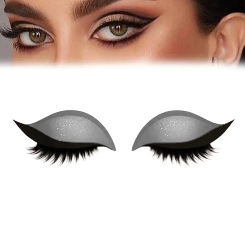 2 paar zelfklevende luie oogschaduw wimperpatch herbruikbare snelle make-up waterdichte eyeliner sticker tijdbesparend trendy