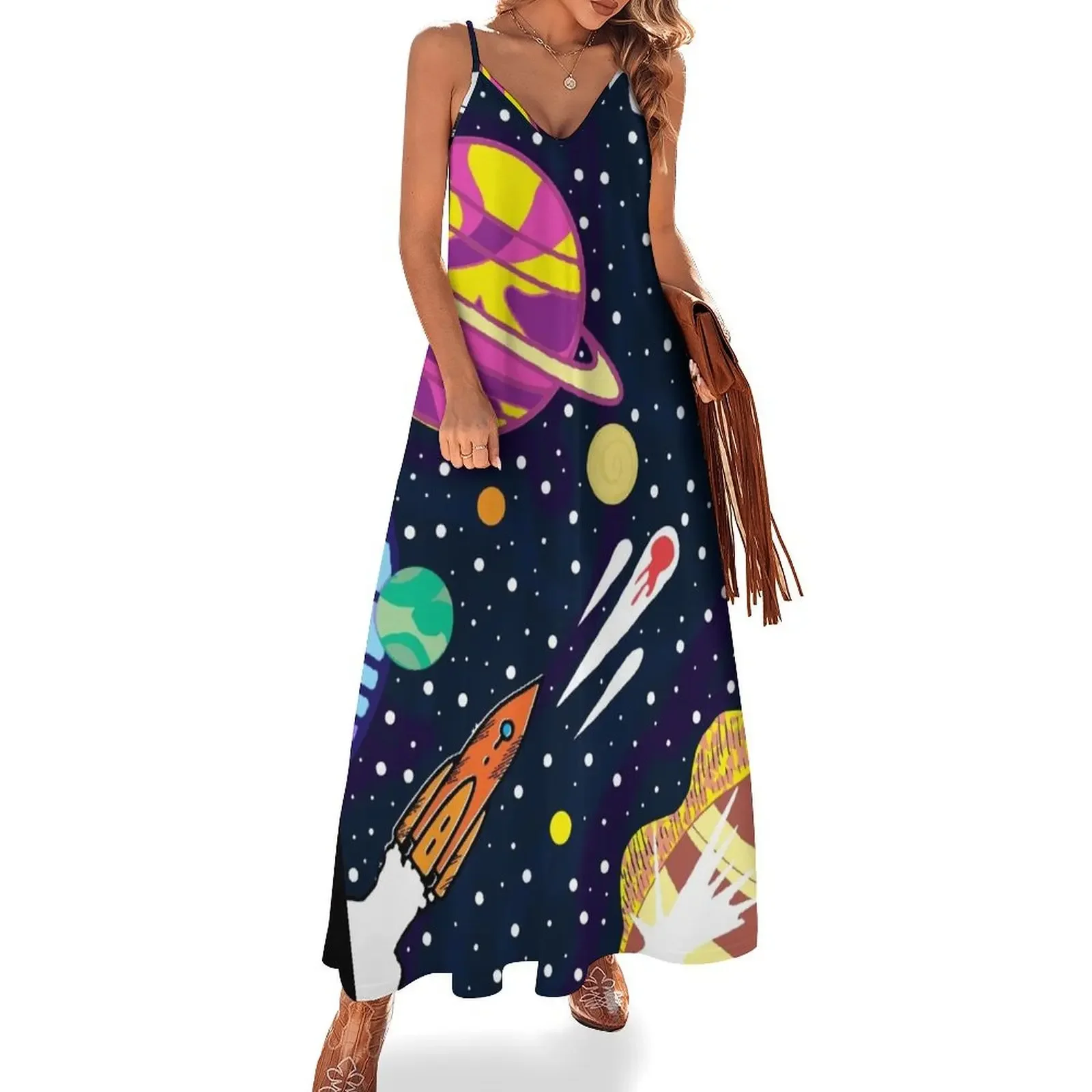 

Moon and stars with rocket Sleeveless Dress Women's dresses prom dresses 2025 summer clothes