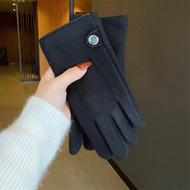 Gloves Men Metal Buckle Touch Screen Winter Windproof Warm Thick One Size