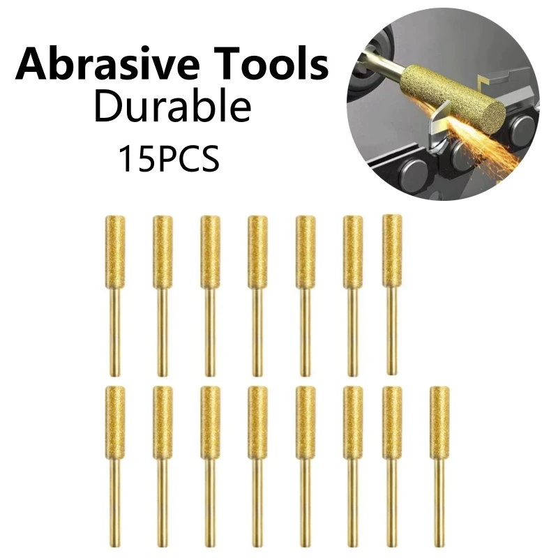 

15PCS/Set 4/4.8/5.5mm Cylindrical Grinding Head Gold Chainsaw Sharpener Stone File Chain Sharpening Carving Abrasive Tools Kits