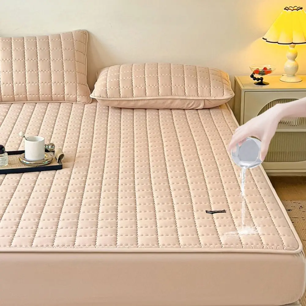 Non Slip Lattice Fitted Sheet 150/180cm Skin-friendly Elastic Bedsheet Waterproof Elastic Band Home Bed Linen Bedroom Use