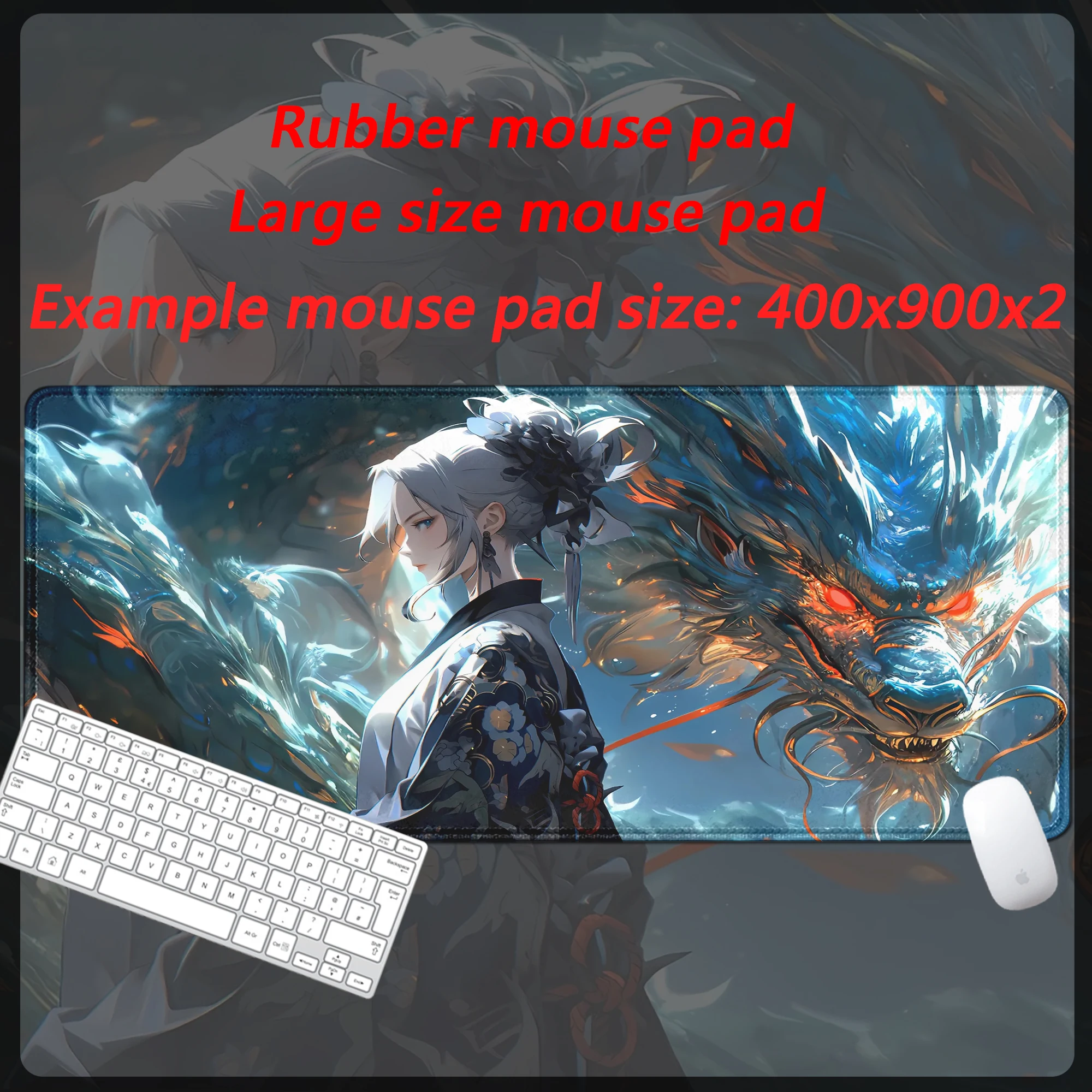 Anime women HD Mythical beast Computer Gaming Loong Mouse Pad Xxl  Dragon Desk Large Mat Bottom Non-Slip Rubber Stitched Edges