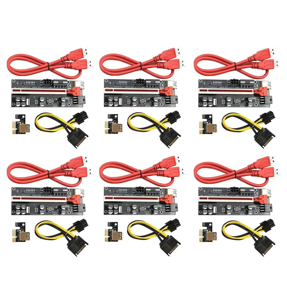 VER010S PLUS PCI-E 1X to 16X Riser Card Extension Cable USB 3.0 High-Speed Graphics Card 8 Solid Capacitors Red