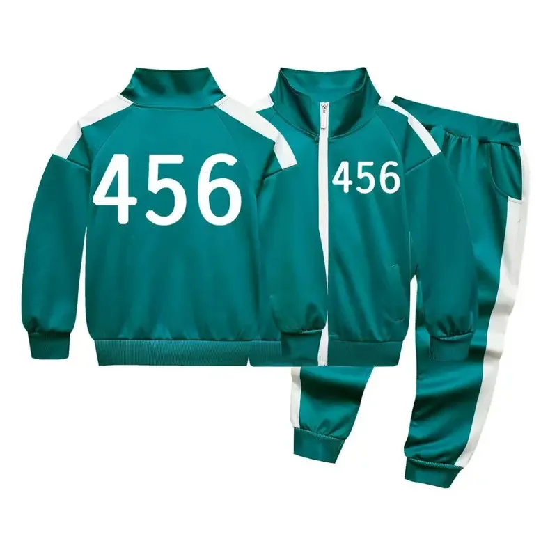 COS Squid and Player Seong Gi-hun Cosplay Costume 456 Tracksuit Calamari Disguise Halloween Clothes Men Women Kids Boys