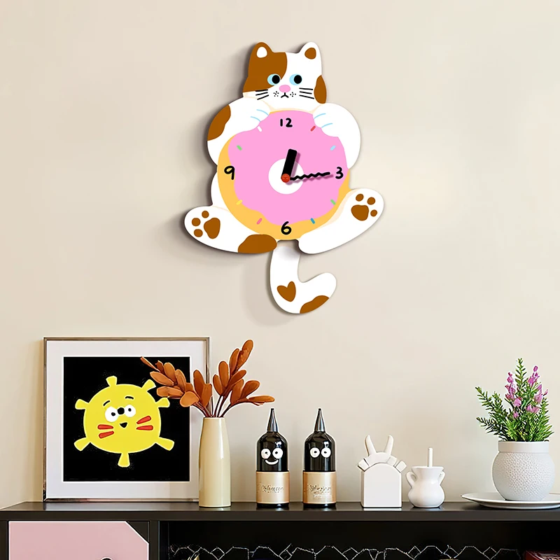 

Unusual Art Nouveau Wall Clock Kids Silent Pink Children Cuteecore Wall Clock Aesthetic Cat Relogio De Parede Living Room Decor