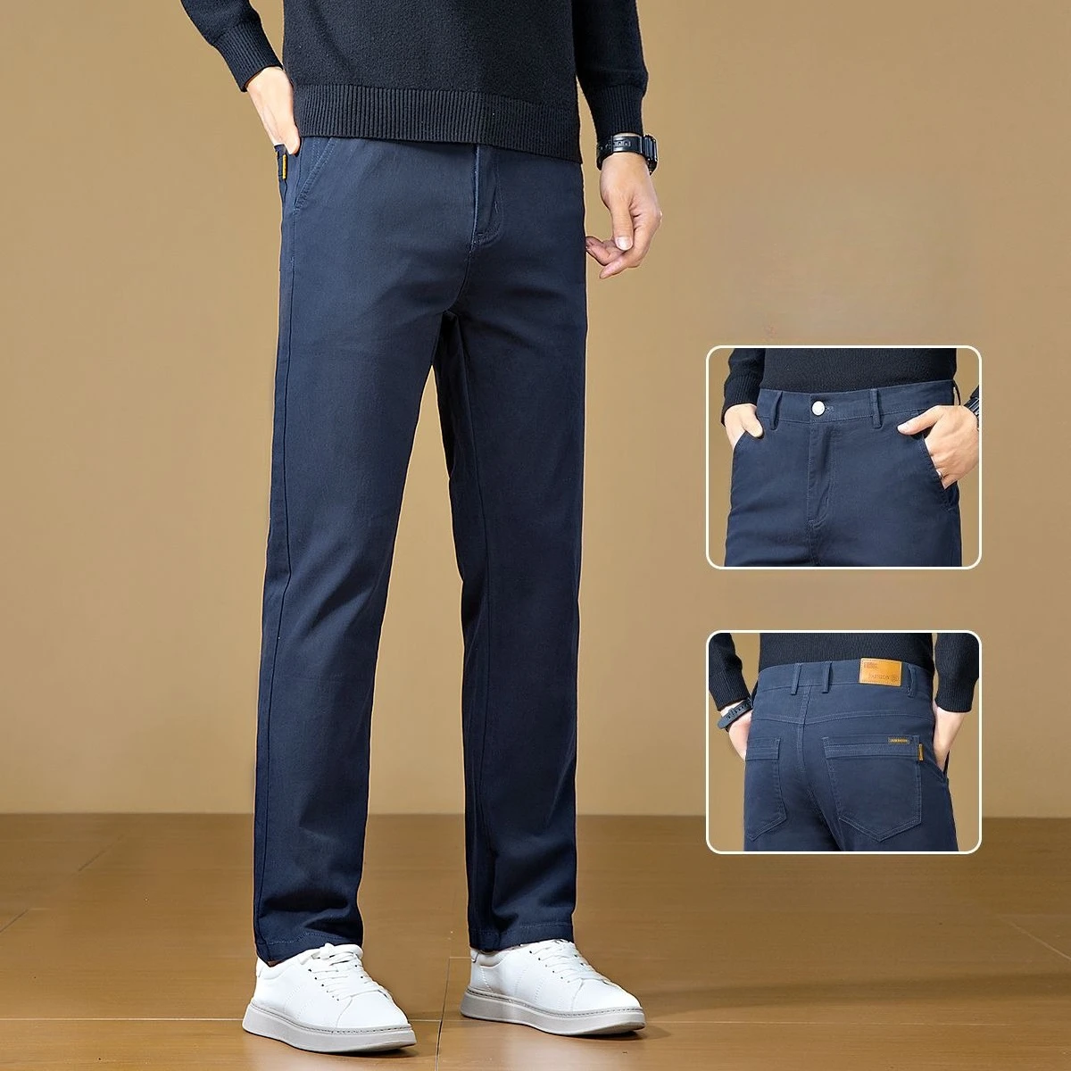 الخريف الشتاء عالية الجودة نسيج القطن سراويل تقليدية الرجال سليم صالح رمادي أسود كوريا العمل الكلاسيكية البضائع العلامة التجارية السراويل الذكور