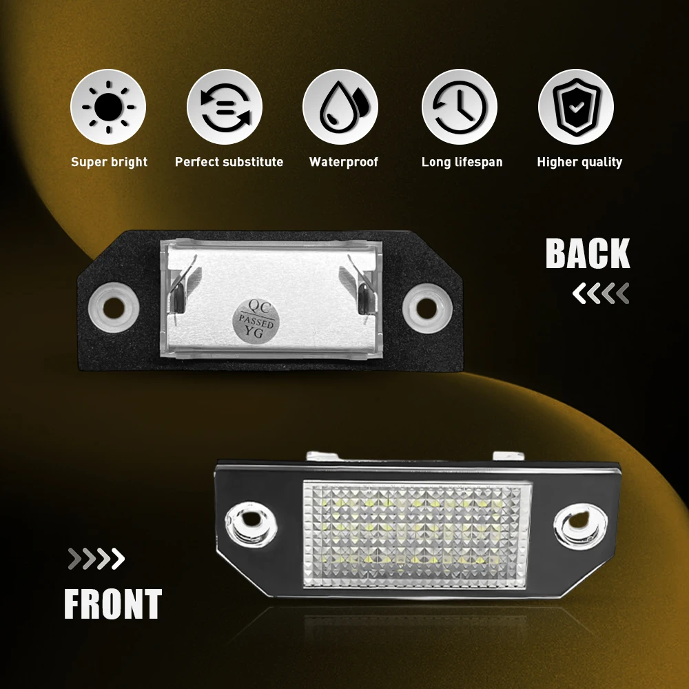2Pcs For Ford C-max Focus 2004 2005 2006 2007 2008 2009 2010 Car Accessories Canbus White SMD LED Number License Plate Light 12V