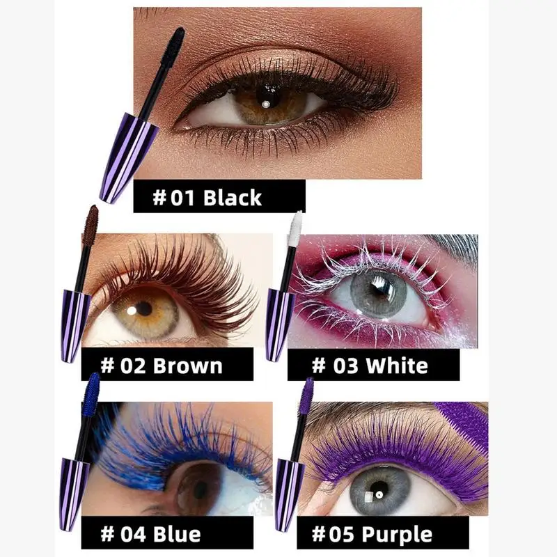 Fiber Mascara Volume 5D Lengthening Thick Volume Double Brush Multi-coloured Priming Waterproof Mascara Long Lasting Cosmetic