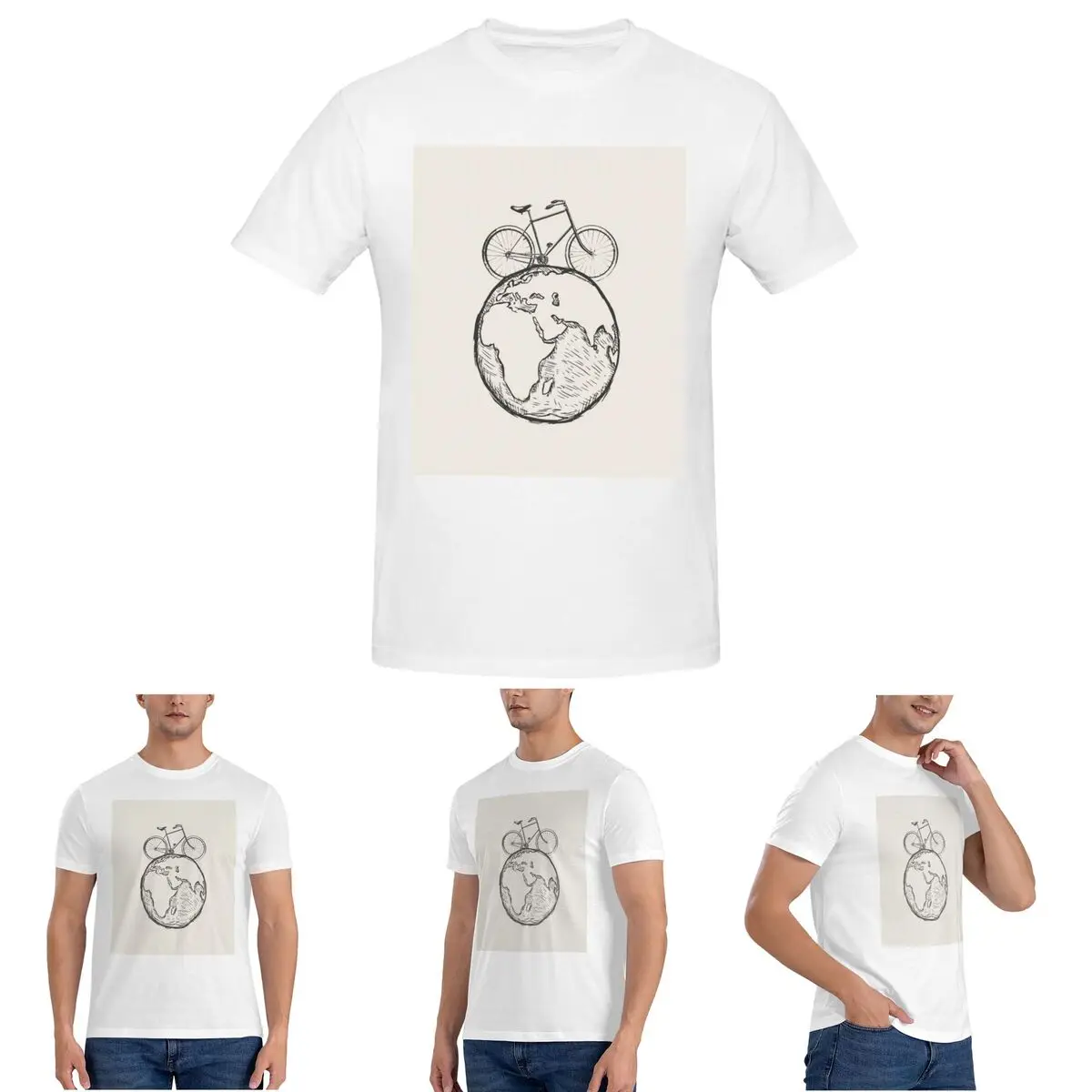 

Retro Bicycle On Earth T-Shirt for Men Cotton Plus Size T Shirts Men's Short Sleeve Crew Neck Summer Clothes Tops S-6XL