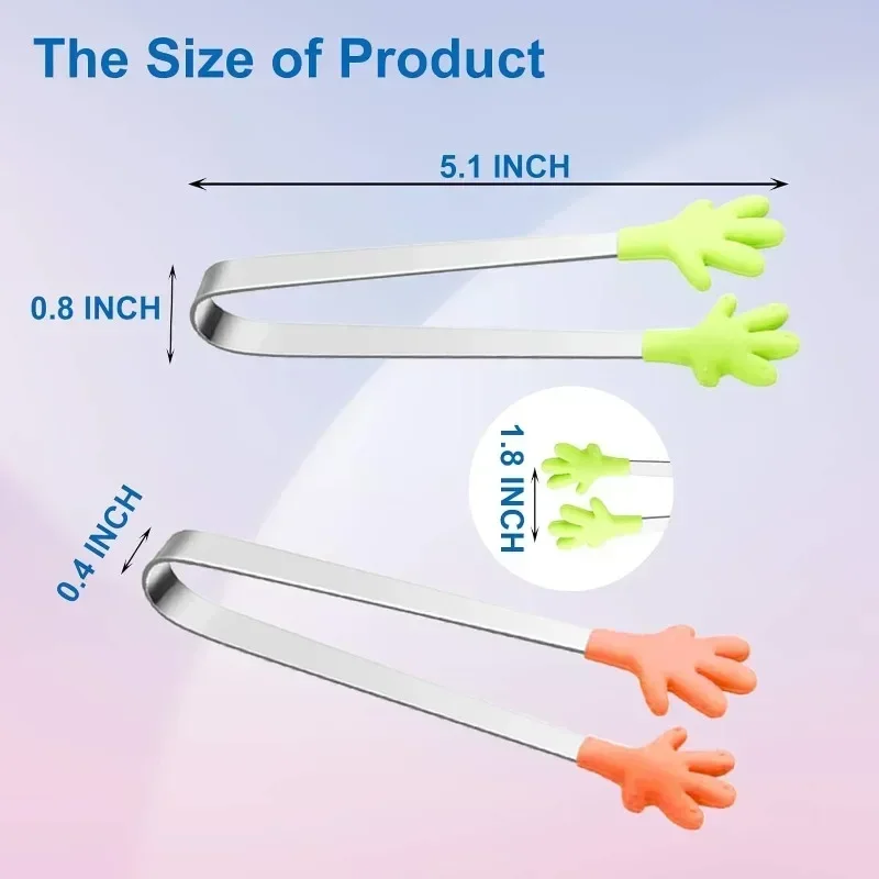 5 Stück Mini-Zange, handförmige Silikon-Lebensmittelzange, 12,7 cm große Kinderzange für Zuckerwürfel, Küchenzange, perfekt für Kinder – Detail 2