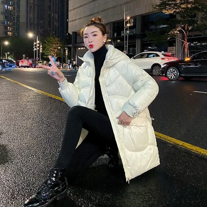 Women's Winter Parka Coat 2025 Versatile Fashion Long Lady Outerwear Temperament Elegant Loose Ladies Down Cotton Jacket